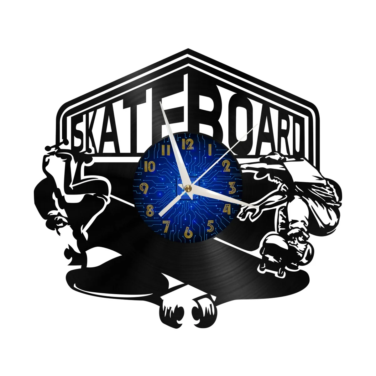 

Skateboard Vinyl Wall Clock, Vinyl Record Clock Wall Art Silent & Non-ticking