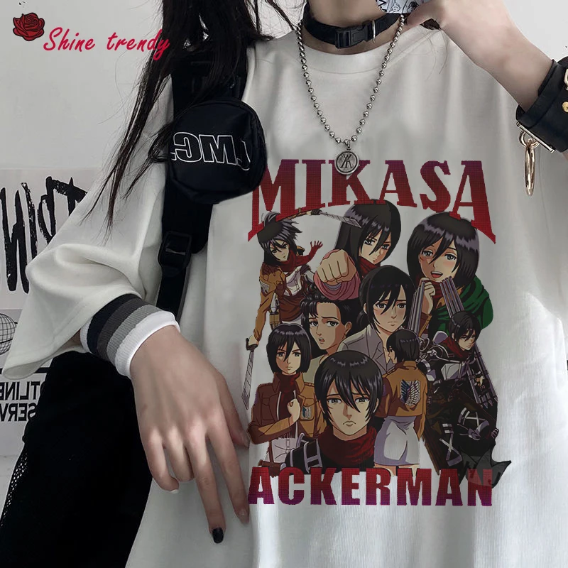 

Men's T Shirt Shingeki No Kyojin Mikasa Ackerman Attack on Titan T Shirt Anime Shingeki Manga Short Sleeve T-Shirts Street Tops