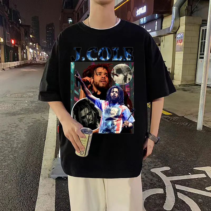 

Personality Rapper Hip Hop J Cole Crooked Smile Music Black Tshirt Tops Man Streetwear Men Women Fashion Quality Cotton T Shirt