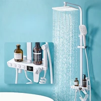 bathroom faucet shower set mixer rainfall thermostatic replete hand shower system hygienic chuveiro banheiro home improvement