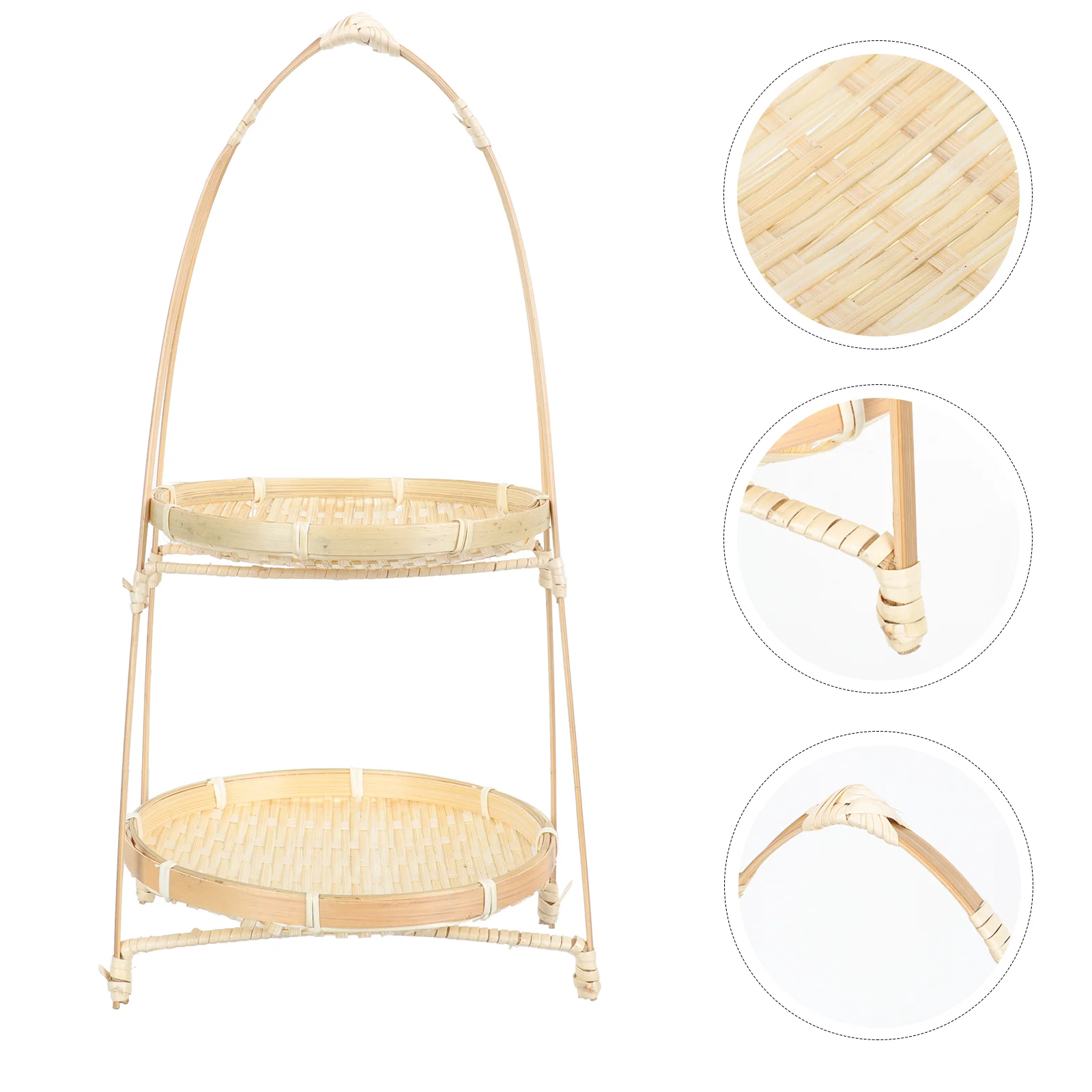 

1Pc Double-layer Storage Basket Pastoral Style Kitchen Vegetable Fruits Basket