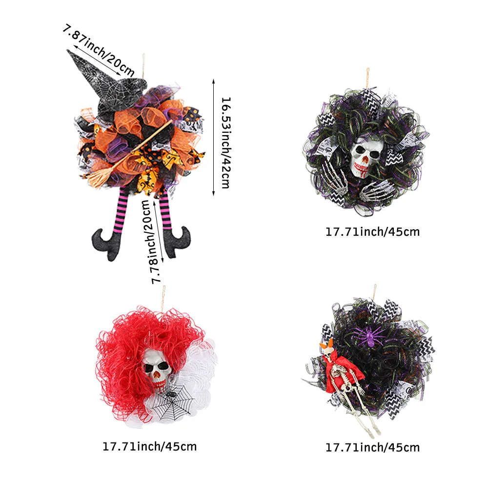 Венок на Хэллоуин с длинными ногами ведьма Череп паук висячее украшение дверь