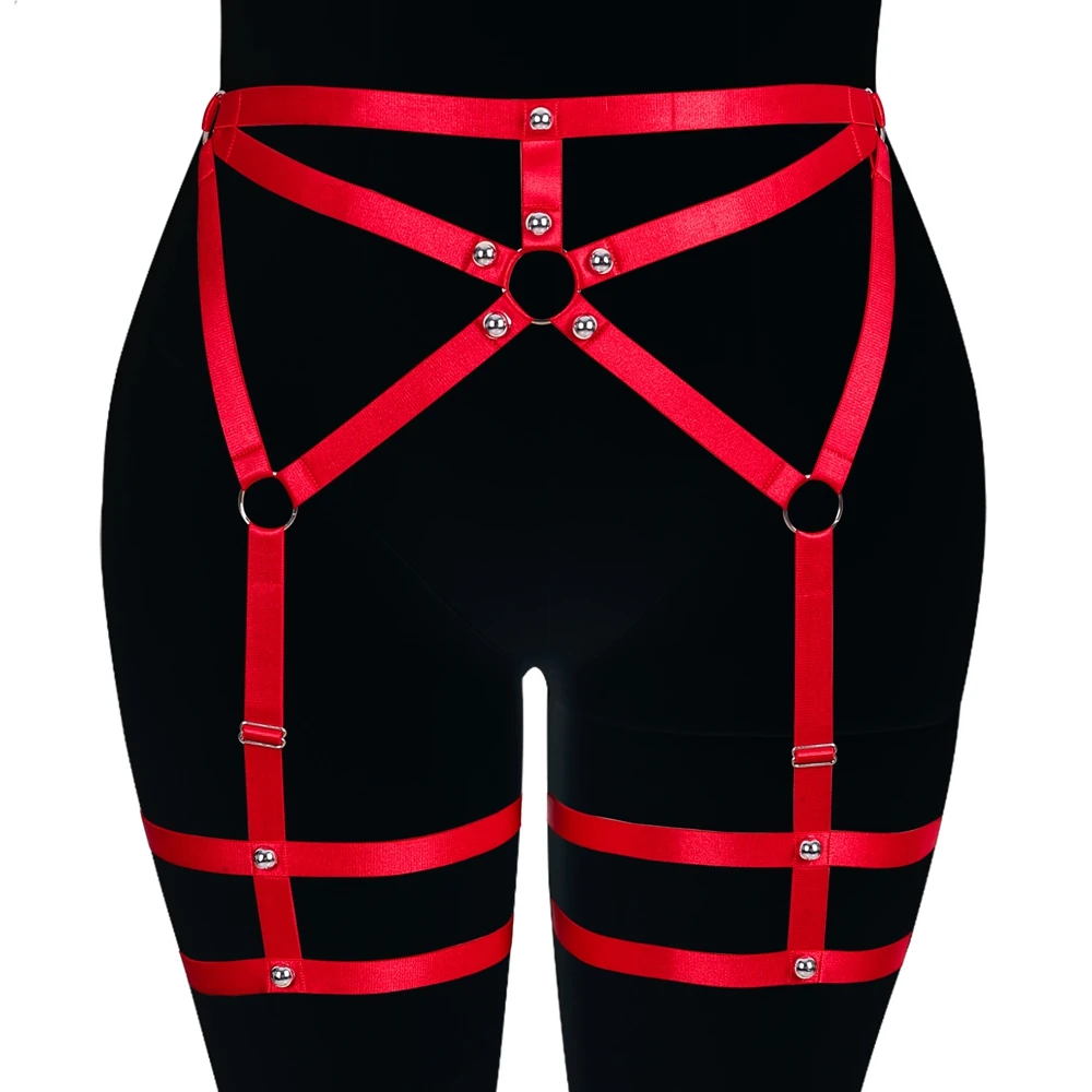 

Harness Fashion Garter Belt Waist Punk Gothic Rivet Suspender Straps Elastic Plus Size Bondage Goth Fetish Erotic Rave Wear