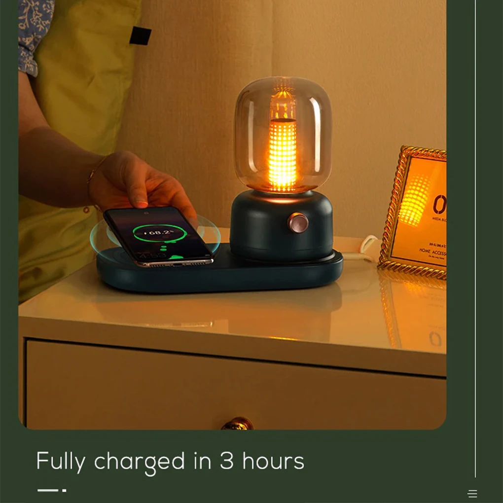 

Wireless Charger LED Night Light Smartphone Fast Charging Vintage Type C Adjustable Household Living Room Lamp
