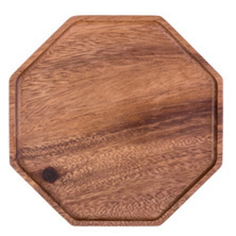 

Wood Serving Plate Octagonal Plate Multipurpose Dinnerware Tray Fruit Dessert Bread Snack Candy Platter Wooden Bowls