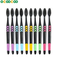 10pcs toothbrush double ultra soft toothbrush bamboo charcoal nano brush tooth brush dental oral care hygiene teeth brush