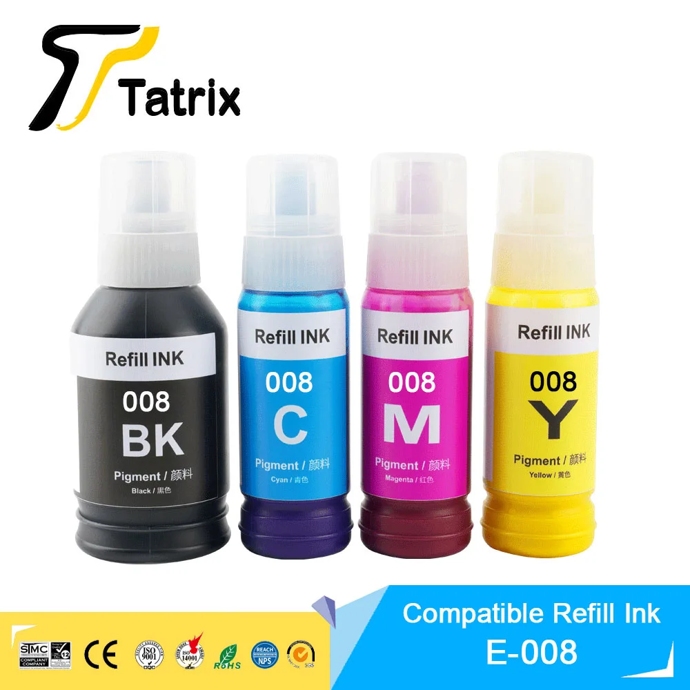 Tatrix 008 Premium Color Compatible Bulk Water Based Bottle Refill Ink for Epson Ecotank L6570 L15150 L15160 L6580 L6570 Printer