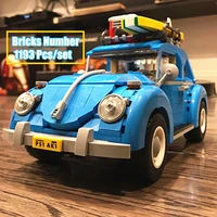 technical 10252 10271 1193pcs blue racing camper trip city car city model building blocks bricks toys kid christmas gift boy set