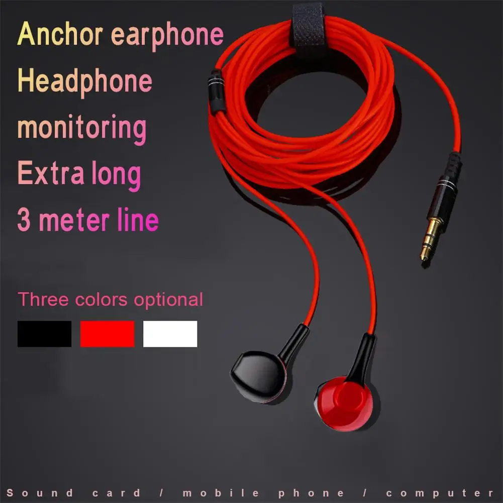 

3m Long Wires Headphone Clear Bass Earbuds Ergonomic Monitoring Headset Mobile Phone Music Earphones