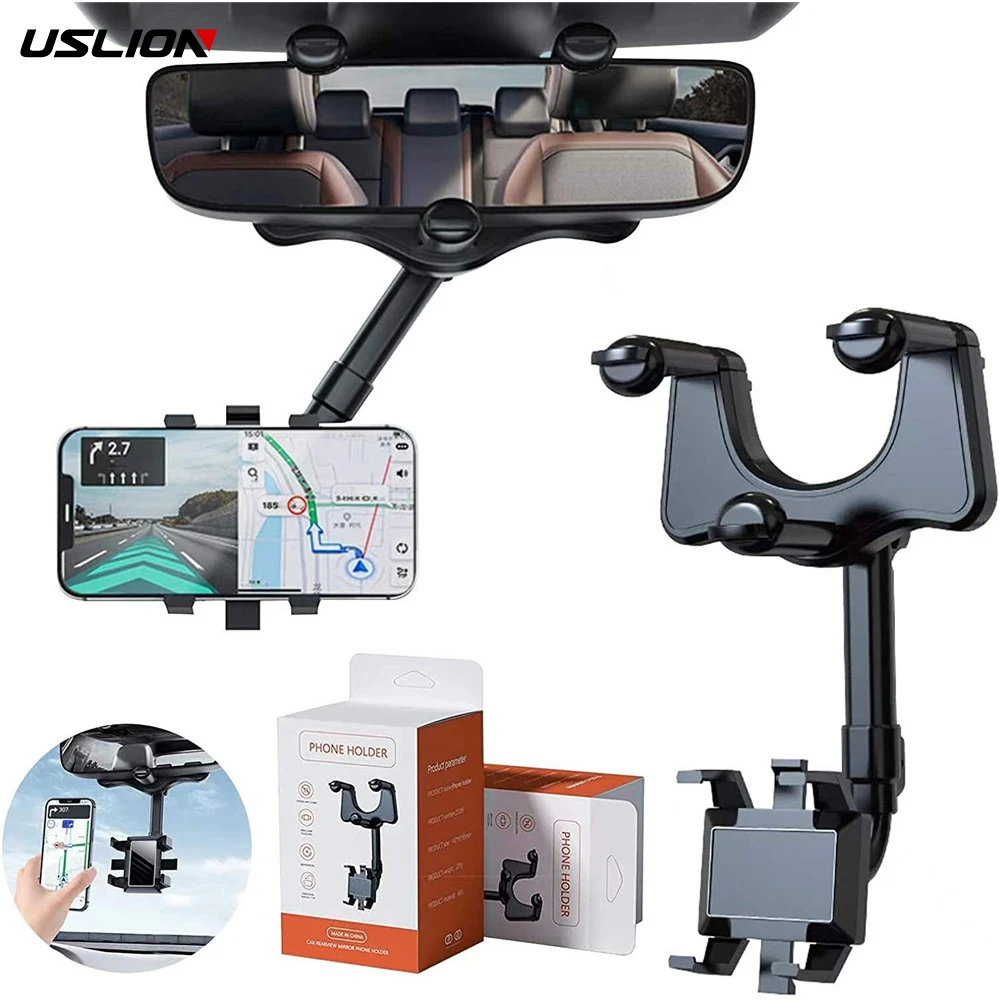 

Вращающийся на 360 градусов держатель для телефона на зеркало заднего вида для всех автомобилей Выдвижной Автомобильный держатель для телеф...