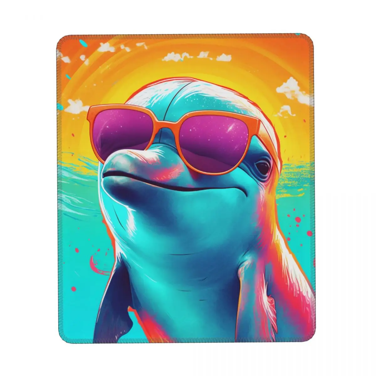

Dolphin Vertical Print Mouse Pad Sunny Beach Sunglasses Fantasy Rubber Mousepad Anti-Slip Simple Table Mouse Pads