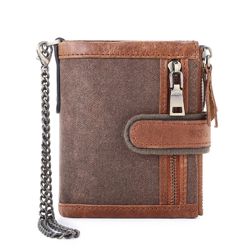 Original Genuine Leather Men's Wallet RFID Luxury Designer Wallets for Men Cardholder	High	Quality Purses Chains Gifts