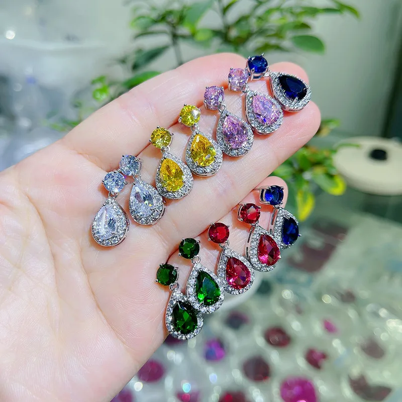 

High Quality Rhinestone & Zircon Decor Luxury Drop Earrings Multicolor Jewelry