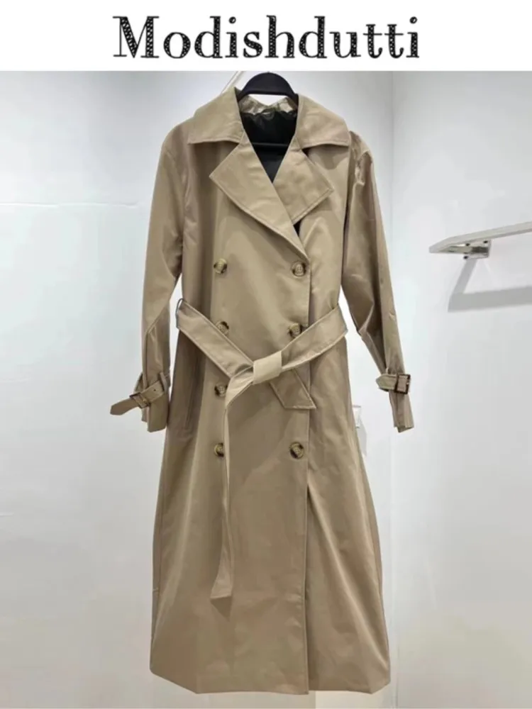 

2022 Spring Autumn Women Fashion Loose Double-breasted Belt Trench Coat Female Solid Simple Casual Windbreaker Trench Coat For