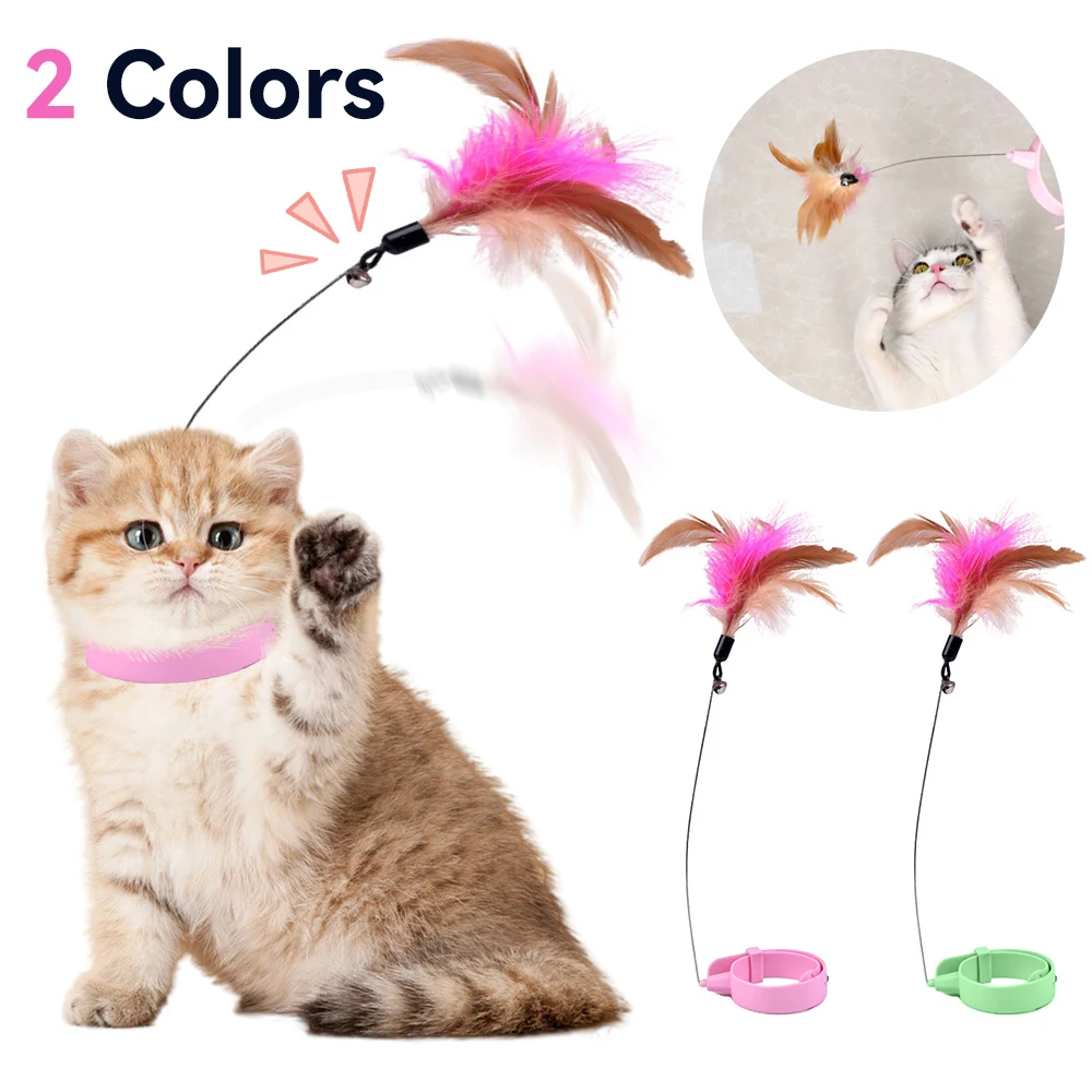 

Accessories Collar For Toys Items Feather Shipping Interactive Free Stick Cat Teaser Cats Self-help For Kittens Toys Bell With