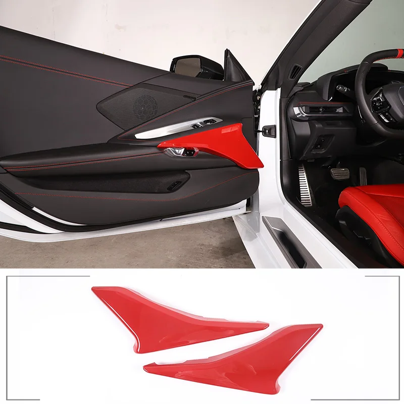

For Chevrolet Corvette C8 Stingray Z51 Z06 2020-2023 ABS Carbon Fiber Car Accessories Inner Door Armrest Panel Handle Cover Trim