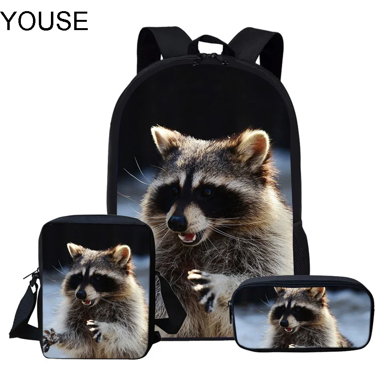 Школьный ранец YOUSE Raccoon для девочек и мальчиков, милые детские рюкзаки, милый школьный рюкзак для книг