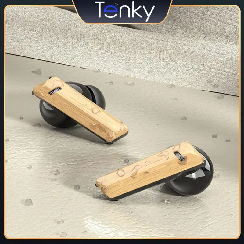 

Digital Display Game Earphones Stereo Headphones V5.3 M46 Wireless bluetooth-compatible Headset Simulation Wood Grain Series