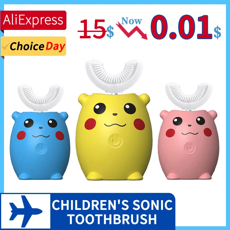 

Smart Sonic Electric child toothbrush Silicone Children's 360 Degrees USB Rechargeable kids toothbrush u shape xaomi Cartoon