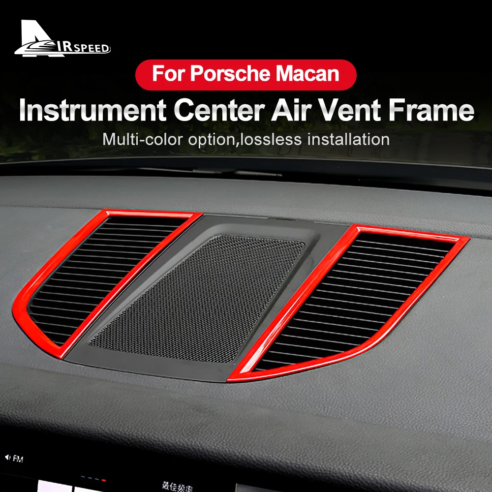 

For Porsche Macan 2014-2022 2023 Chrome ABS Inner Center Dash Air Vent Outlet Panel Frame Dashboard Gauge Pod Cover Trim