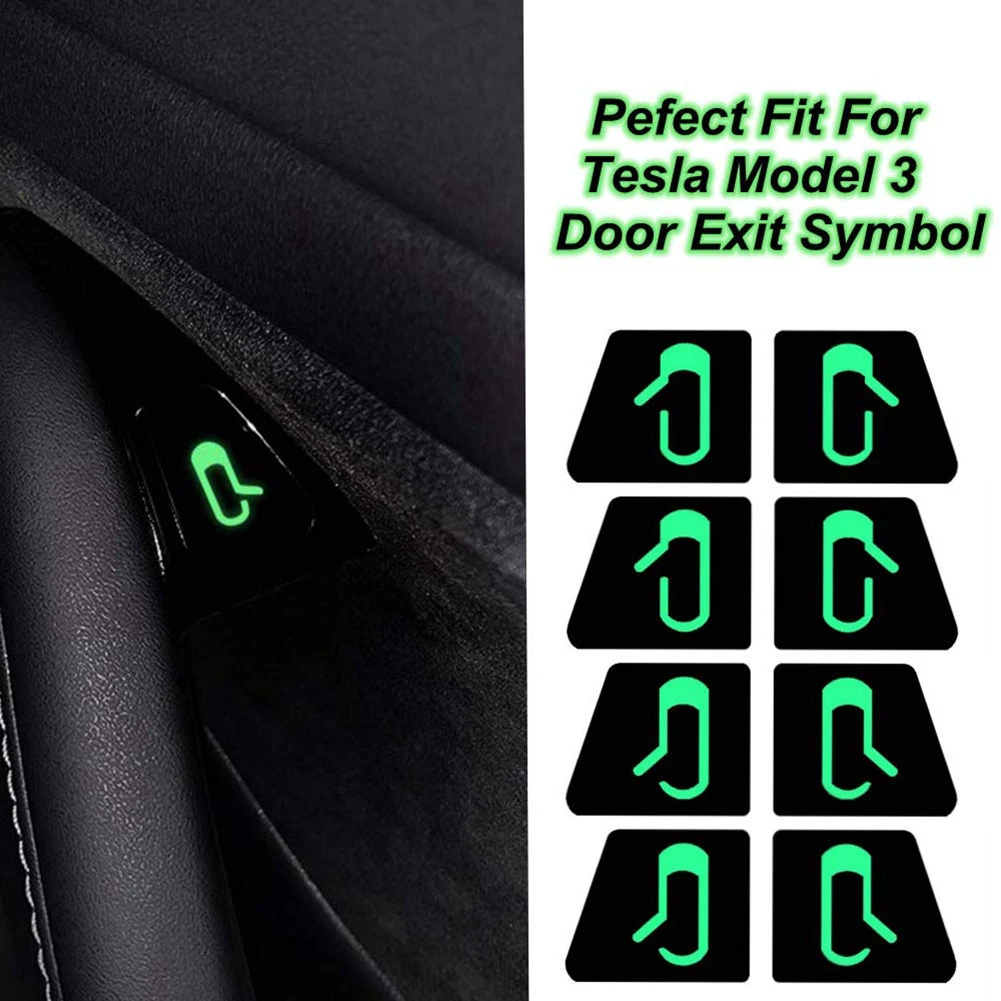 

8 шт./набор, светящиеся наклейки на подлокотники и окна Tesla Model 3