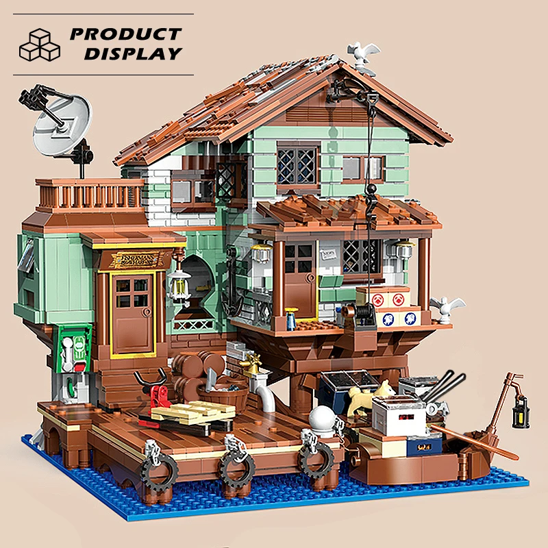 Модель Машины Mini-kirpichnaya Рыболовная Деревня Строительные Блоки Вид На Город Улицу