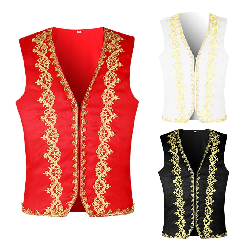 

European And American Medieval Gilt V-neck Zip-up Waistcoat