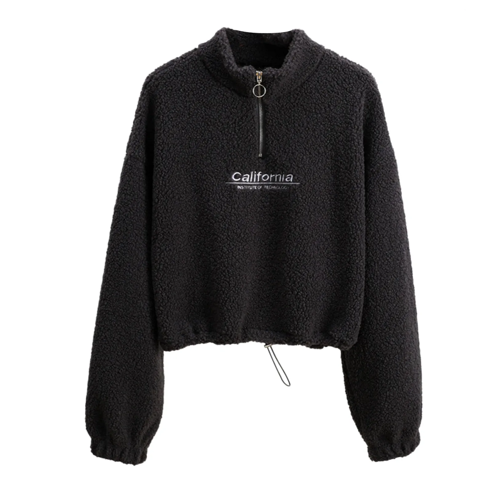

Winter Fuzzy Fleece Sweatshirt Faux Shearling Pullover Zipper Warm Jacket Coat Outwear Casual Long Sleeve Female Sweatshirt