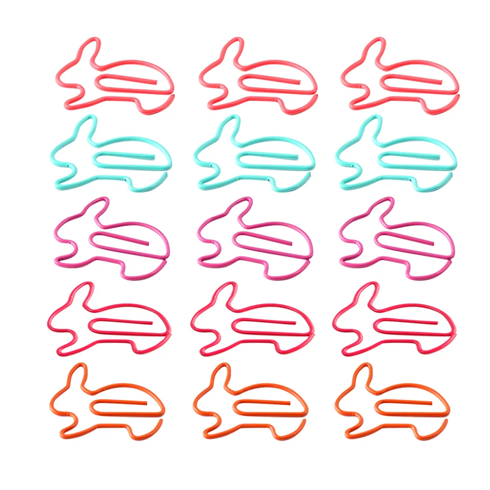 

50pcs Rabbit Bunny Shaped Paper Clips Decorative Paper Clips Bookmarks Clips Page Markers for Party Favors Gifts ( )