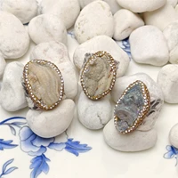 natural white crystal rhinestone surrounding leather ring ladies personality trendy fashion versatile luxury jewelry