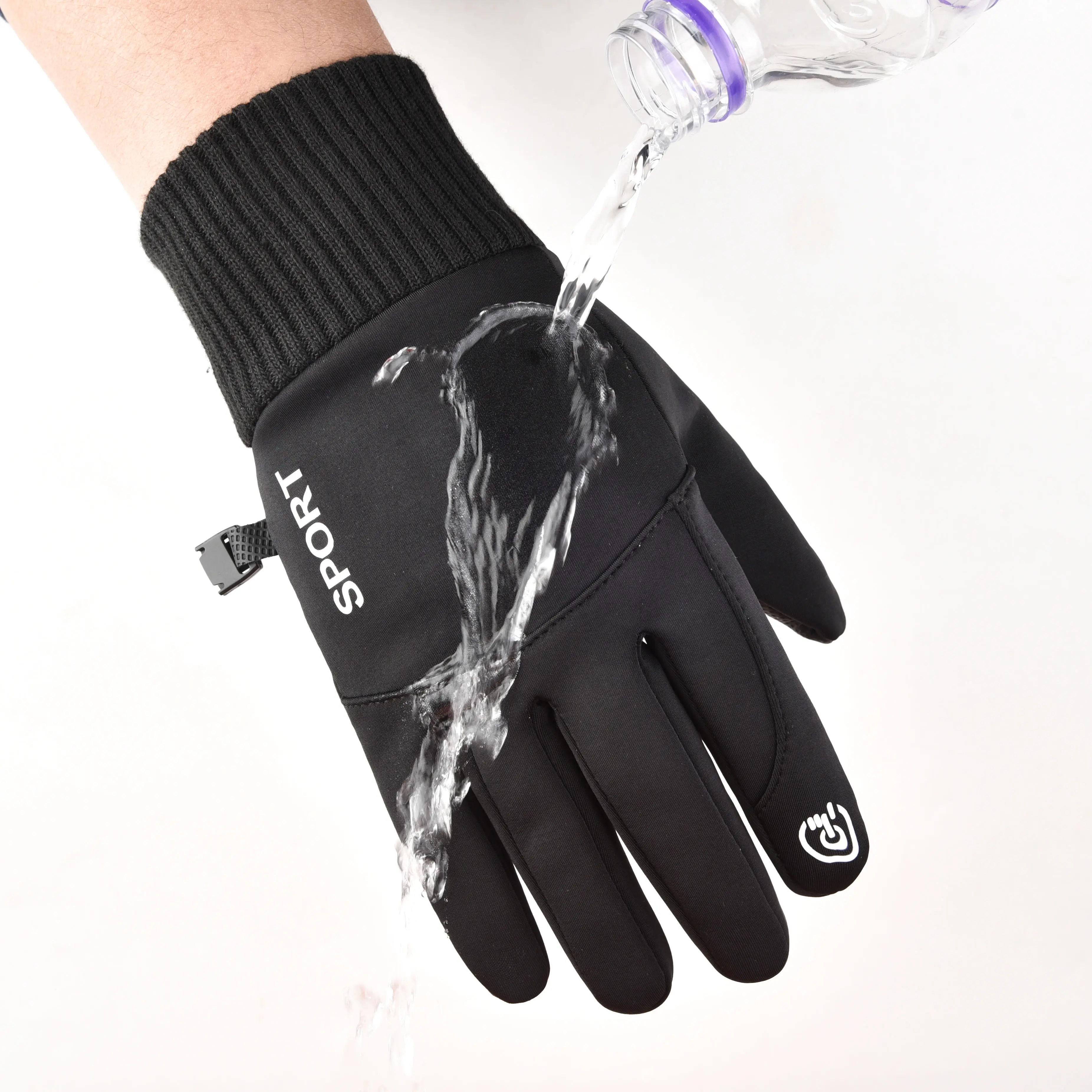 Men Winter Waterproof Cycling Gloves Outdoor Sports Running Motorcycle Ski Touch Screen Fleece Non-slip Warm Full Fingers | Спорт и
