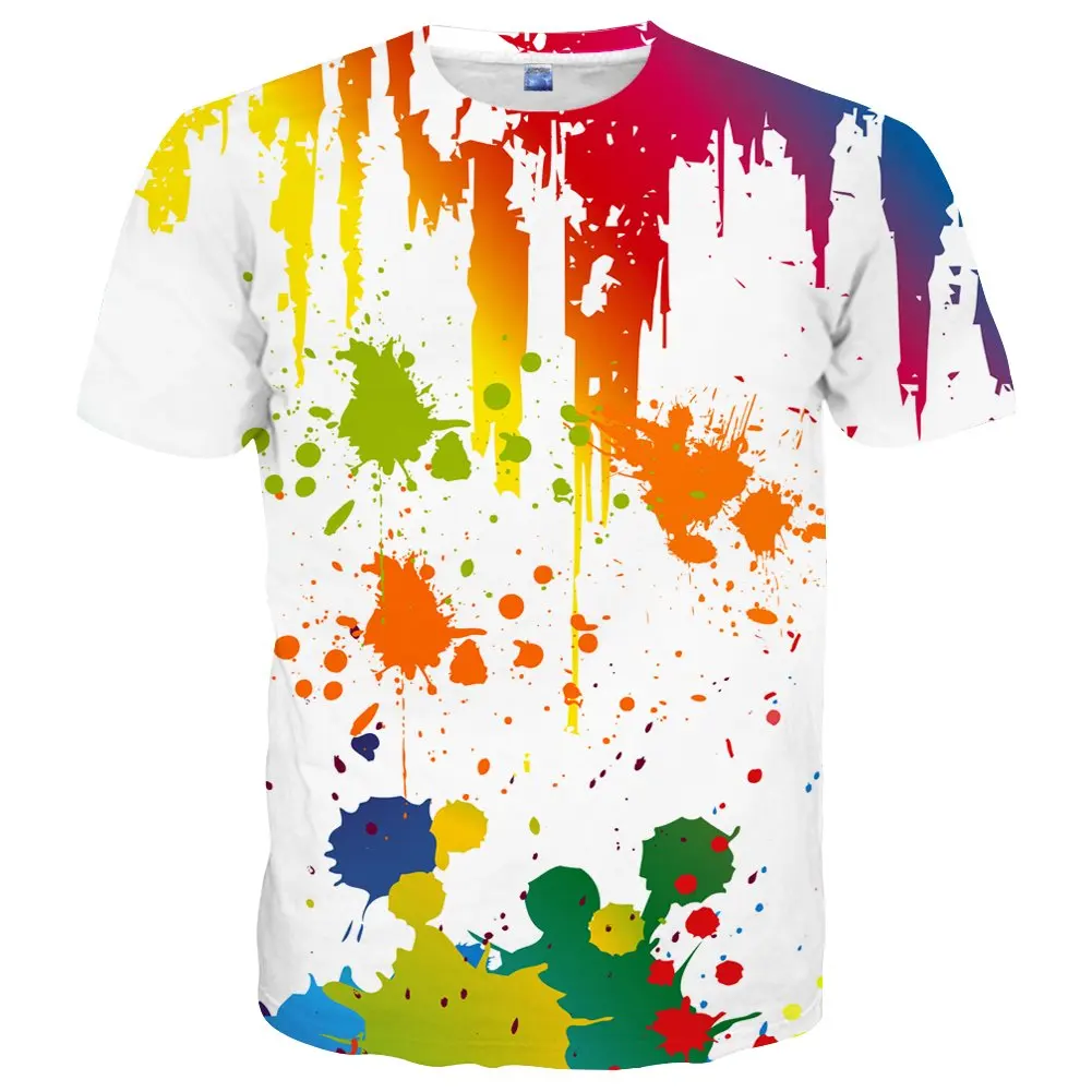 

Casual Painted 3D Sunset Printed T Shirts Colorful Space Graphic Tee For Men Women Y2K Oversized T-shirt Tops Short Sleeve