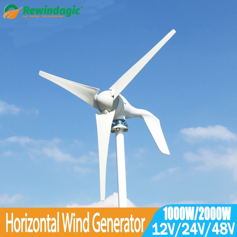 

New Free Energy 5 Blades 1KW 2KW 12V 24V 48V Wind Turbine Generator Windmill With PWM Controller Homeuse Low Wind Speed Start