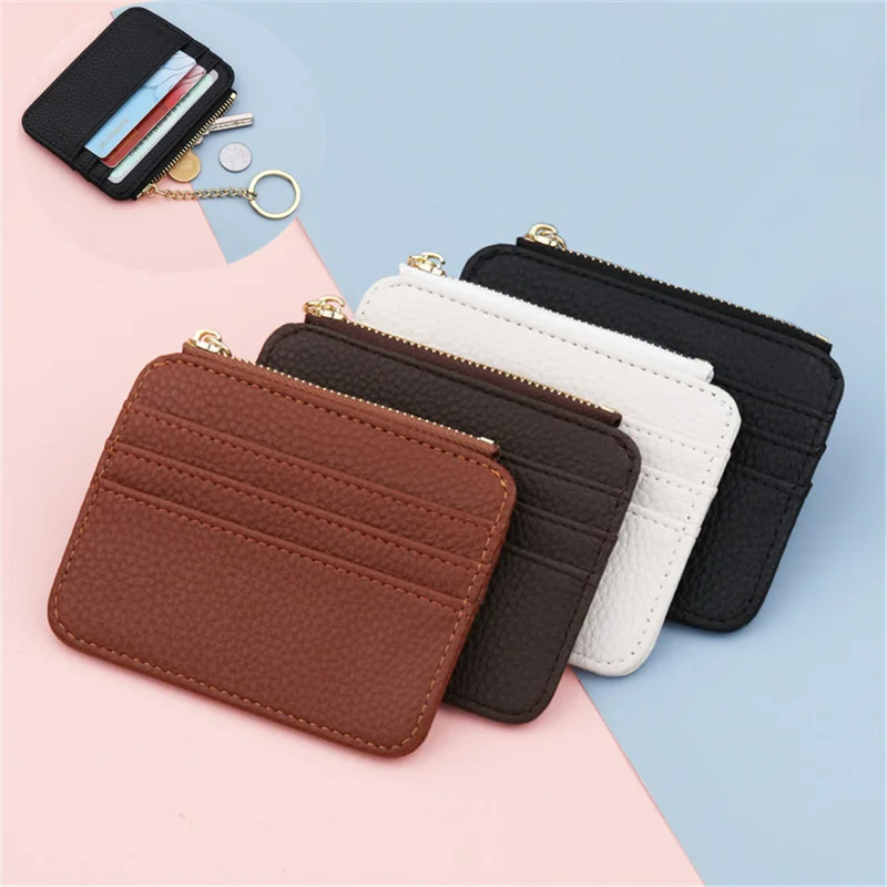 

Small Mini Travel Ultra-thin Leather Bank Business Id Card Holder Wallet Case For Men Women Coin Purse Bus Card Package