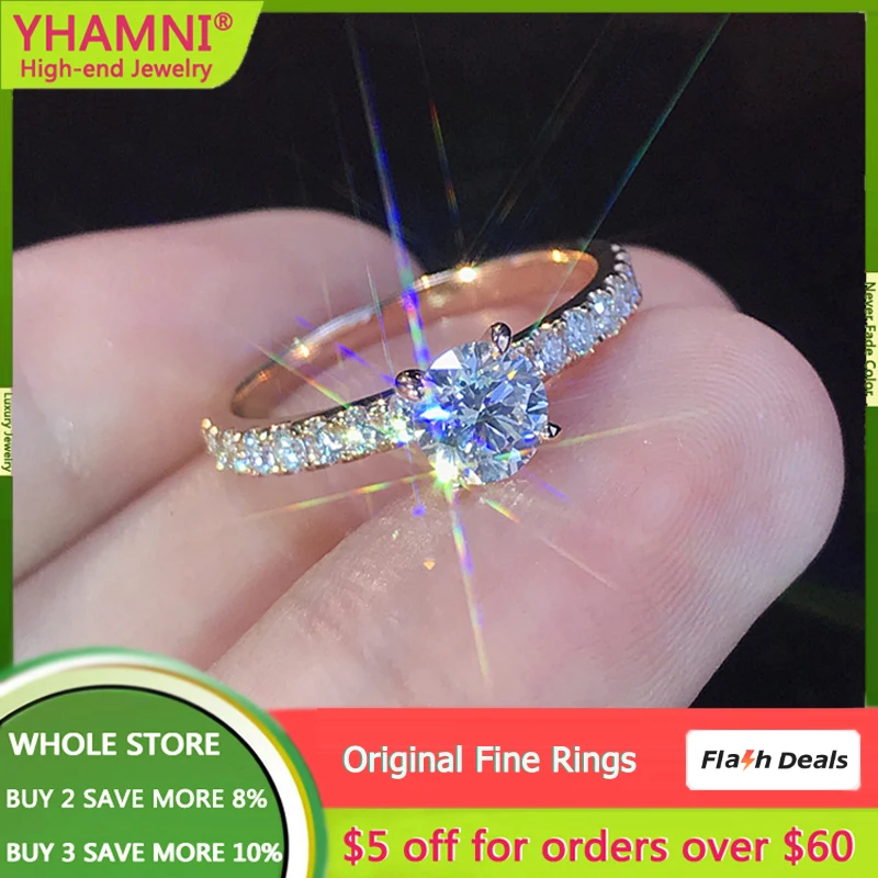 Exquisite Rose Gold Color Fashion Zircon Crystal Rings for Women With Credentials Tibetan Silver Ring Wedding Engagement Jewelry