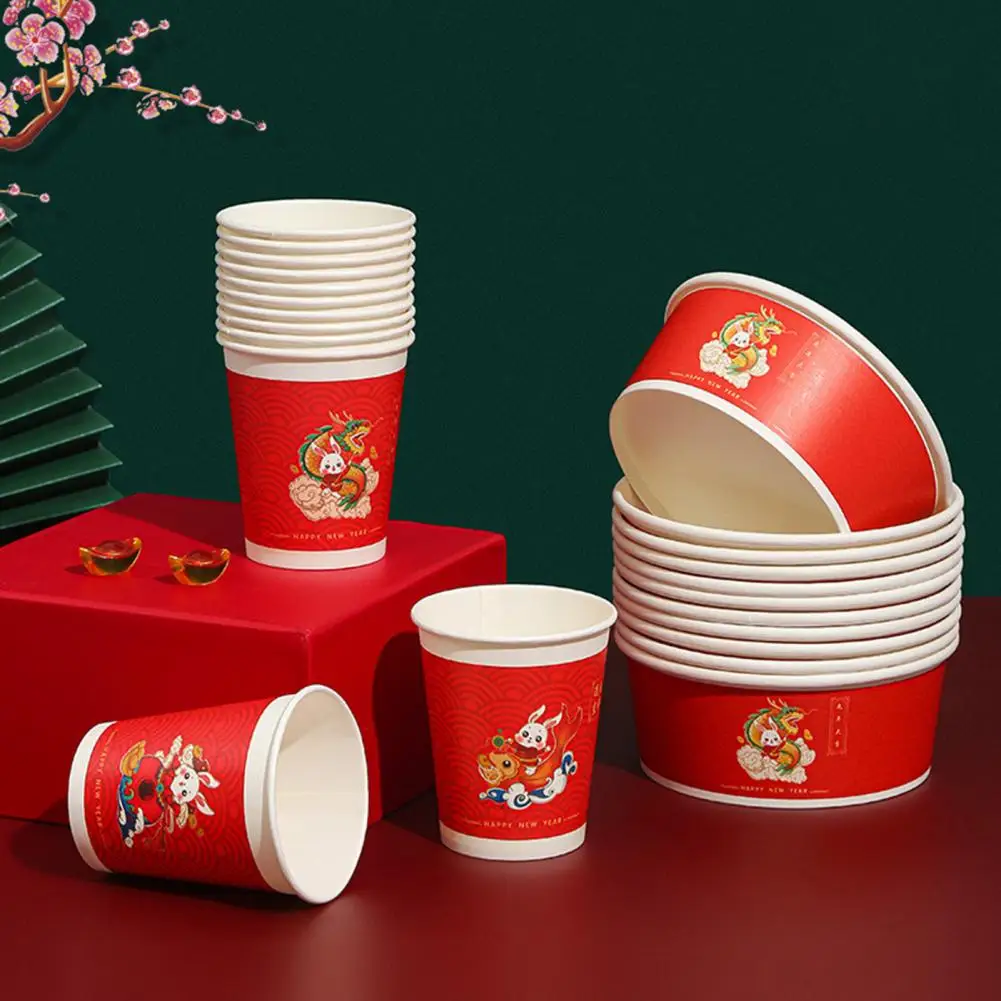 

Juice Cups Smooth Edge Anti-scalding 2023 The Year of Rabbit Juice Paper Cups Decor Ultra-Thick Water Cups for Household