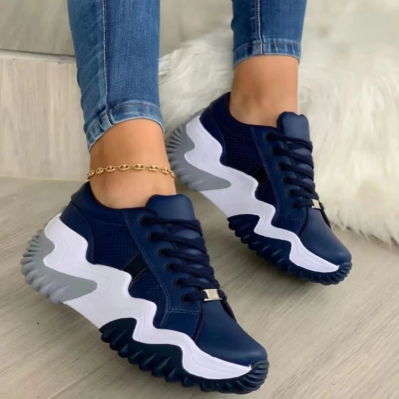 

Women's vulcanized shoes Fashion mesh casual sports shoes Lace up breathable running women's shoes Spring and Autumn 2023