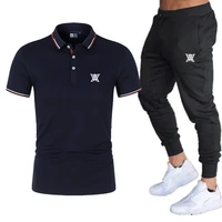 summer new fashion sportswear golf brand print suit mens jogging fitness suit mens golf polo shirt pants 2 piece set m 4xl