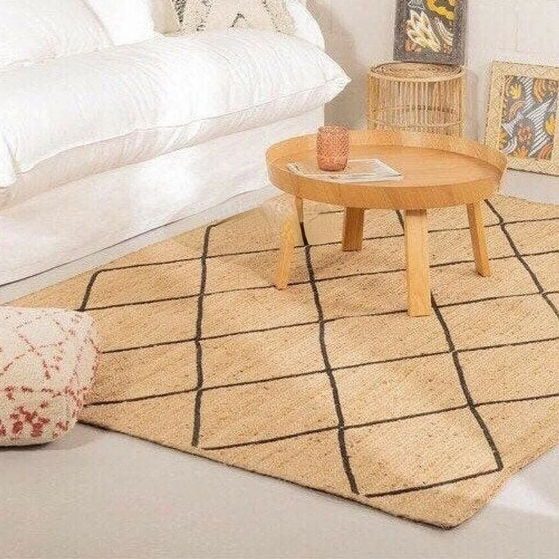 Natural Jute Rug Carpets Household Decorative Rustic Look Woven Style Handmade Area Rugs Runner Rugs Rugs for Bedroom