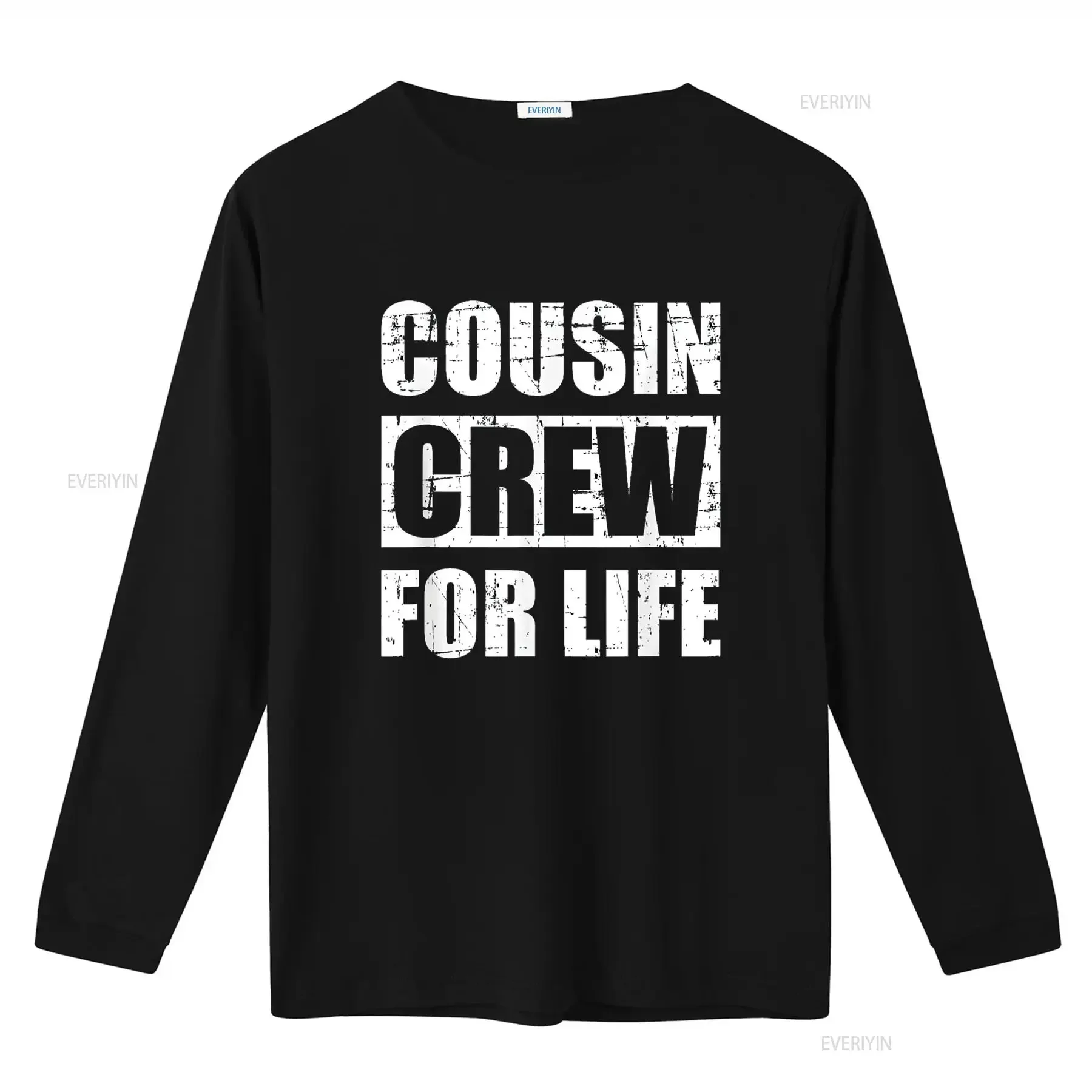 Фото Футболка Cousin Crew for Life, винтажная стираная мужская футболка с мягким рисунком, растянутая, удобная, стильная, слегка, универсальная, модная, унисекс №3