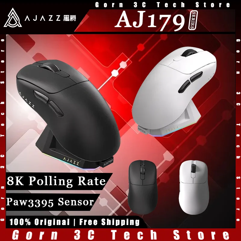 Игровая мышь серии AJAZZ AJ179 трехрежимная беспроводная 2 4G Paw3395 датчик легкая