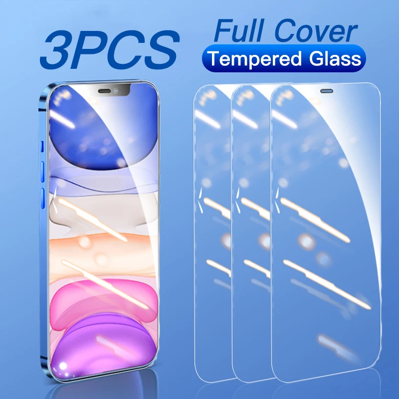 3PCS Tempered Glass for IPhone 14 13 11 12 Pro Max XS X XR Screen Protectors Film for IPhone 13 12 MINI 7 8 Plus 6 6S SE 2 2020