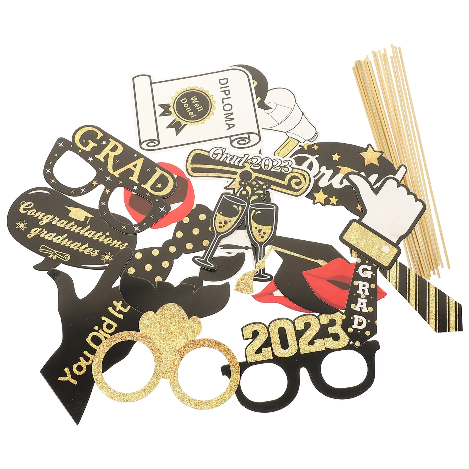 

20 Pcs Graduation Photo Props Photography Accessories Themed Decorate Party Photobooth Photoshoot Wood Favors