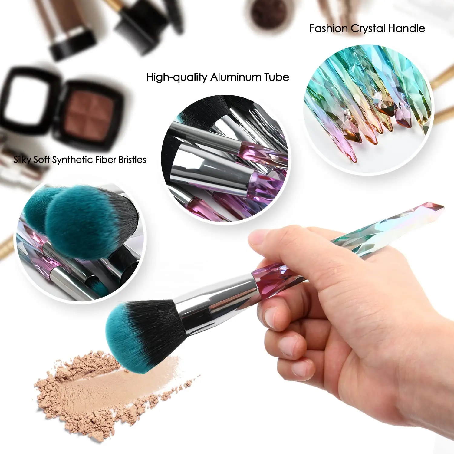 5/10Pcs Crystal Makeup Brushes Set Blending Powder Blush Eyeshadow Eyebrow Cosmetics For Face Make Up Tool Brochas Maquillaje