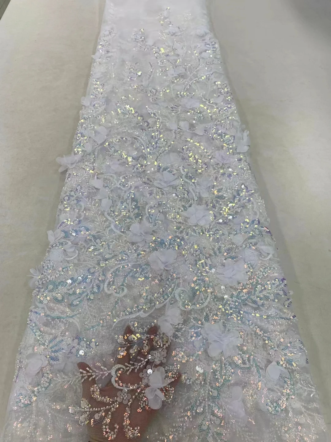 Роскошная ярко-синяя французская блестящая 3d Цветочная кружевная ткань для