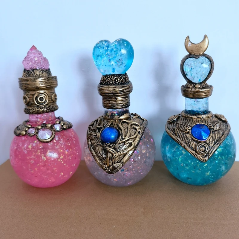

Magic Moon Bottle for Magic Potion Resin Decoration Handmade Crystal Gemstone Wishing Bottles Gifts for Her