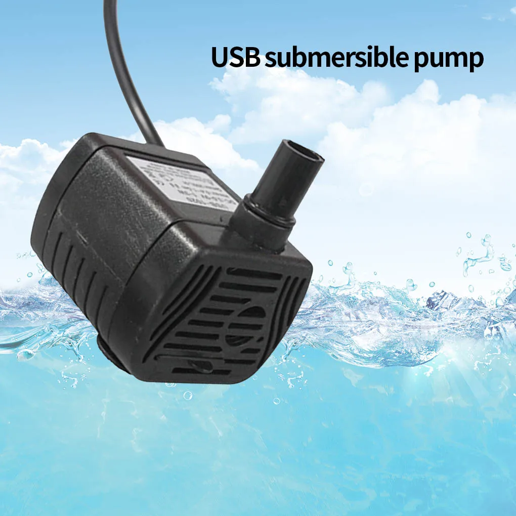 

USB-1020 водяной насос, сверхтихий насос для аквариума, фонтана, Водонепроницаемый погружной инструмент, черный