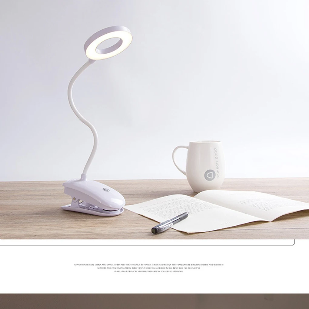 

LED USB Table Lamp Clip On Flexible Desk Dimmable Annular Design Touch Sensor Bedside Read Light Eye Protection Office