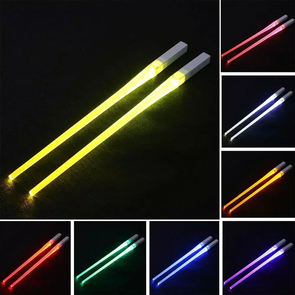 

NEW 2Pcs/Pair LED Luminous Chopsticks Light Up Chopsticks Led Durable Lightweight Kitchen Dinning Room Party Portable Safe Table