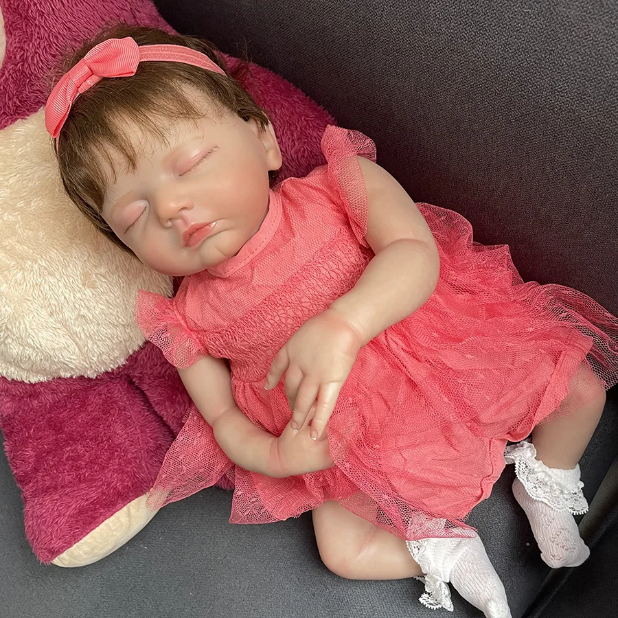 

48cm Newborn Baby Sara Sleeping Doll Vinly Touch Soft 3D Skin Rooted Hair Top Quality Bebe Alive Reborn Dolls Complete Finished